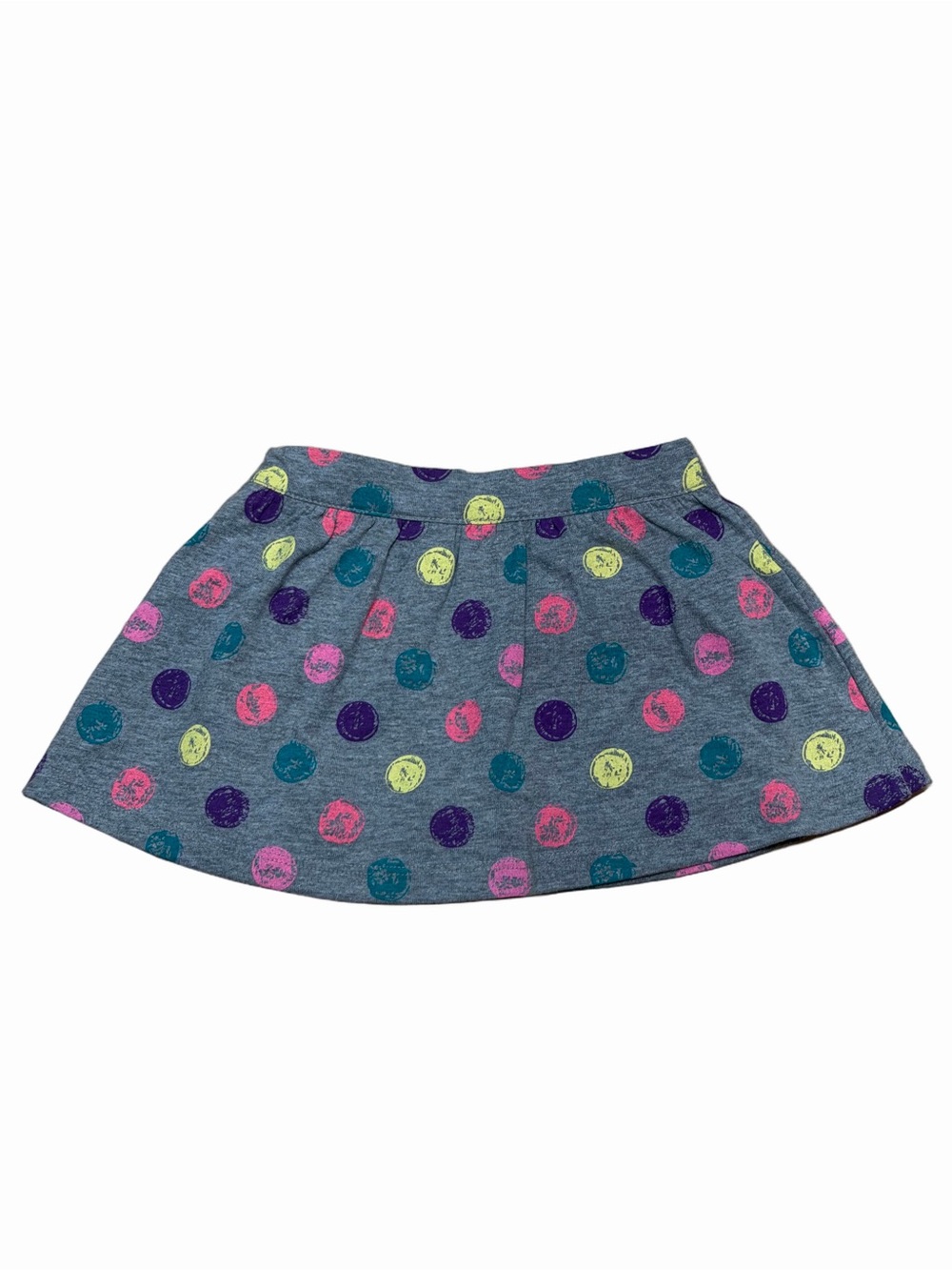Peanut & Ollie Girls 18M Gray Multicolor Polka Dot Pull-On A-Line Knit Skort NWT